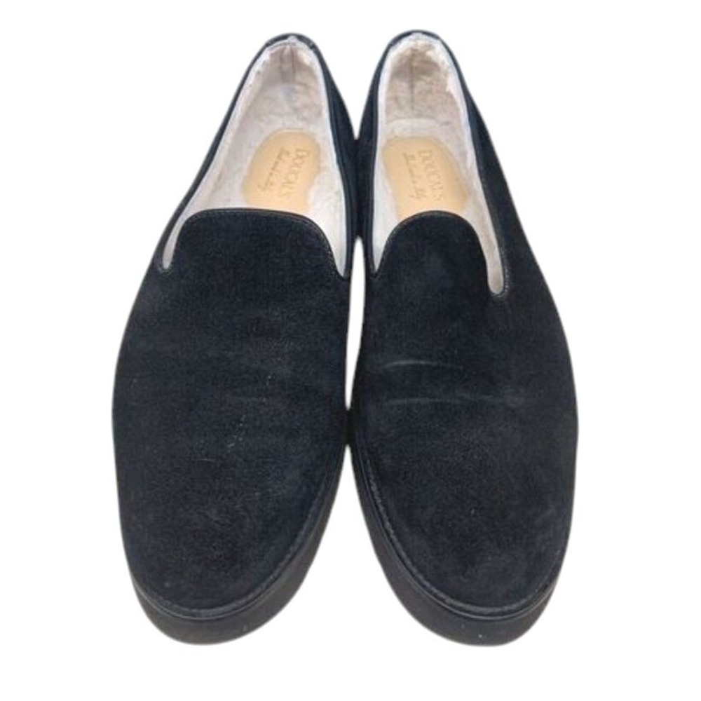 Doucals Platform Loafers Shoes Womens 8 Black Suede Lug Sole Casual Slip On